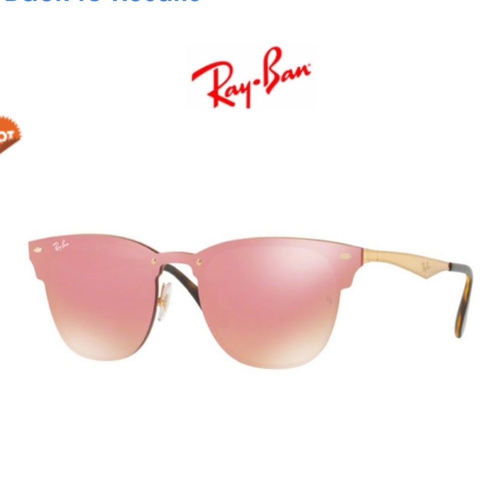 Ray-Ban Blaze Clubmaster Pink and Gold Sunglasses - Picture 6 of 6